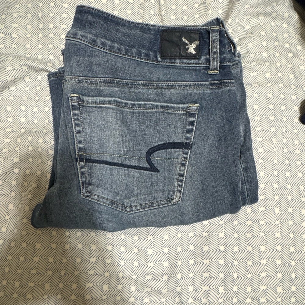 American Eagle Women's Flare Jeans Faded Blue - Picture 3 of 6